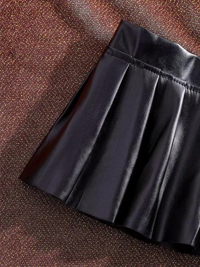 Jupe plissée sexy en similicuir PU pour femme, mini-jupe basique unie taille basse, jupe de nuit féminine, micro-jupe bikini, jupe de boîte de nuit