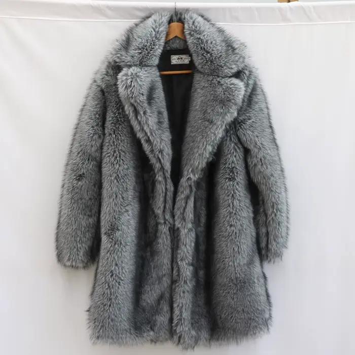 Manteau de fourrure pour hommes manteau long en fourrure de vison grande taille hiver épaissi chaud trench manteau