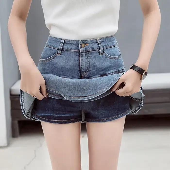 Vintage Denim Mini jupes femmes été Sexy couleur unie robe de bal