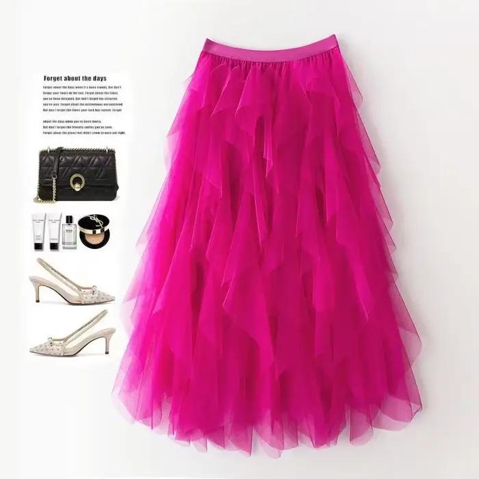 2025 nouvelle mode Tutu Tulle jupe femmes longue Maxi