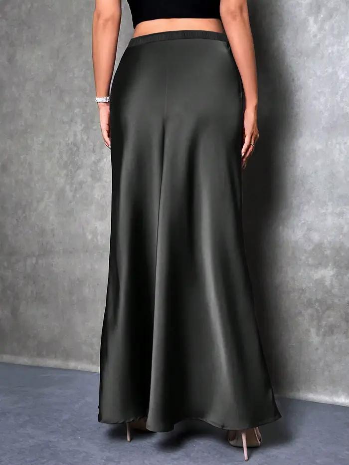 Jupe élégante en satin de couleur unie à taille haute