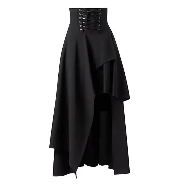 Mode femmes jupes irrégulières longue Steampunk gothique vêtements Vintage soirée coton tempérament 2025 femme jupe noir