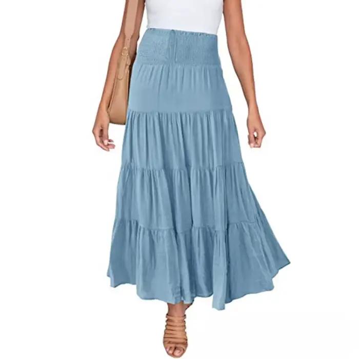 Été taille haute jupes Maxi femmes vêtements mode Ropa Mujer Faldas décontracté bohème jupe longue Saias Harajuku Streetwear