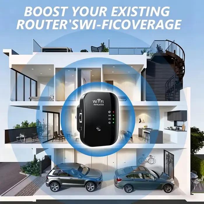 Répéteur WiFi sans fil 300M 2,4 GHz, amplificateur de signal puissant, configuration pratique, amplificateur de réseau pour la maison et le bureau