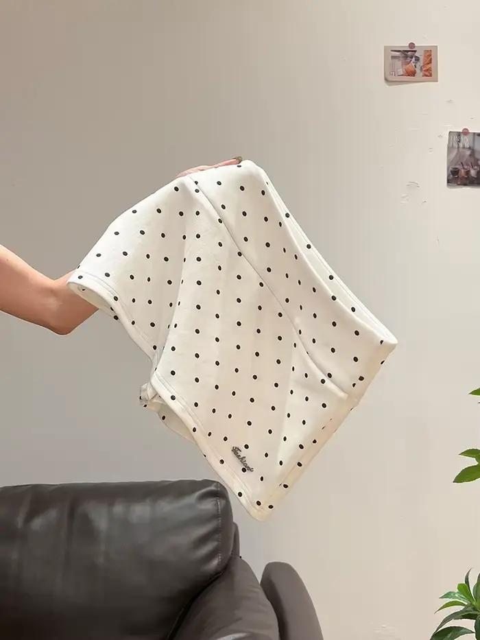 Nouvelle Mini-jupe Femme à Pois Mignons Blancs
