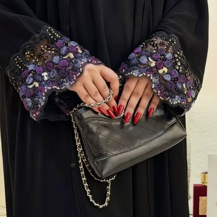 Robes pour femmes musulmanes, dentelle florale, perles, jalabiya, Eid, Maroc, kaftan, Islam, vestidos largos, robe longue arabe, Dubai, abaya, ensemble hijab