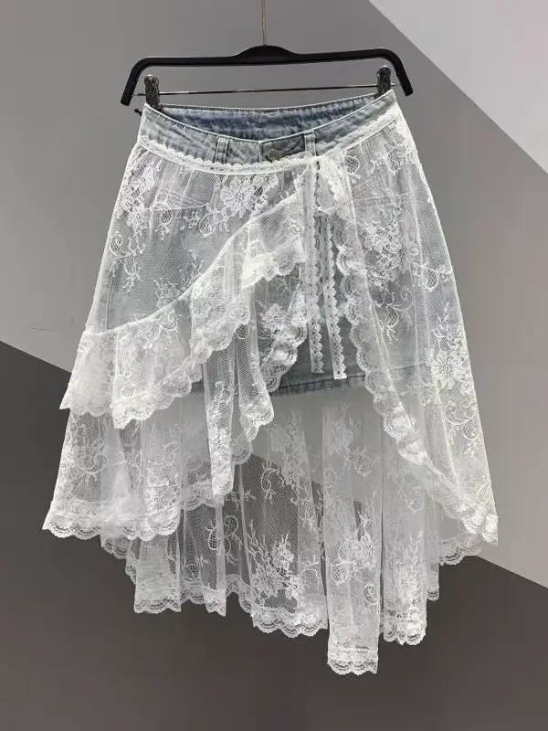 Jupe en jean taille haute amincissante pour femme