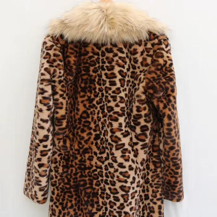 Manteau Long en fausse fourrure léopard pour femme, Cardigan épais en fausse fourrure de renard, col de luxe, veste longue, pardessus chaud et moelleux, hiver