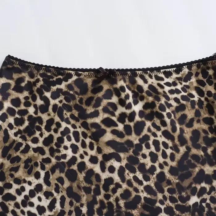 HXAO jupe femme léopard noeud Satin jupe été 2025 Vintage taille haute Wrap jupes longues pour les femmes élégantes jupes de rue