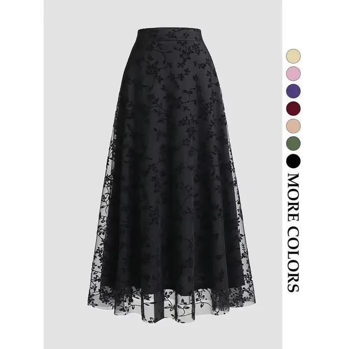 Jupe en tulle rétro couleur unie style années 50, élégante, pour femme et fille, été, deux couches, décontractée, en dentelle et résille.