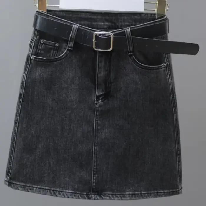 CoAdvantages-Mini jupe courte en jean avec poche pour femme