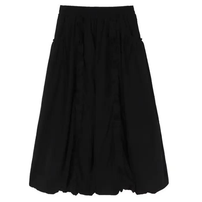 Jupe longue gothique à volants noire Vintage pour femmes