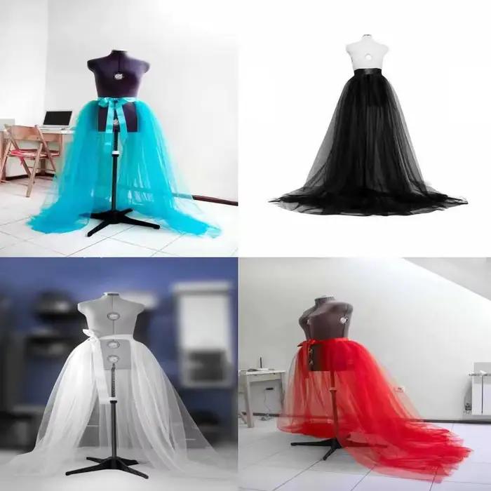 Maxi jupe en tulle 3 couches pour femmes, robes de bal détachables, élégante et féerique pour mariage, soirée déguisée, cocktail, club, cravate, à volants, jupes de train de mariée