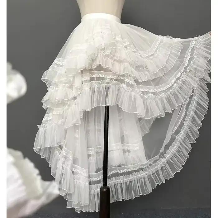 Gothique Lolita Layered Sweet Princess Mesh High Low Ruffled Underskirt, Women