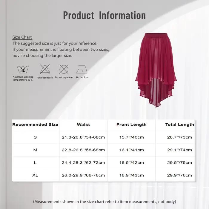 Jupe de danse lyrique moderne extensible en polyester pour femmes, jupe irrégulière à ourlet haut-bas, jupe de couverture, tenue de danse, vêtements de plage et occasions spéciales
