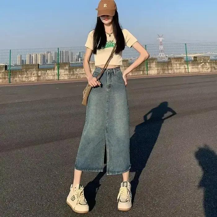 Nouvelle jupe mi-longue rétro style cowboy 2026 pour femme