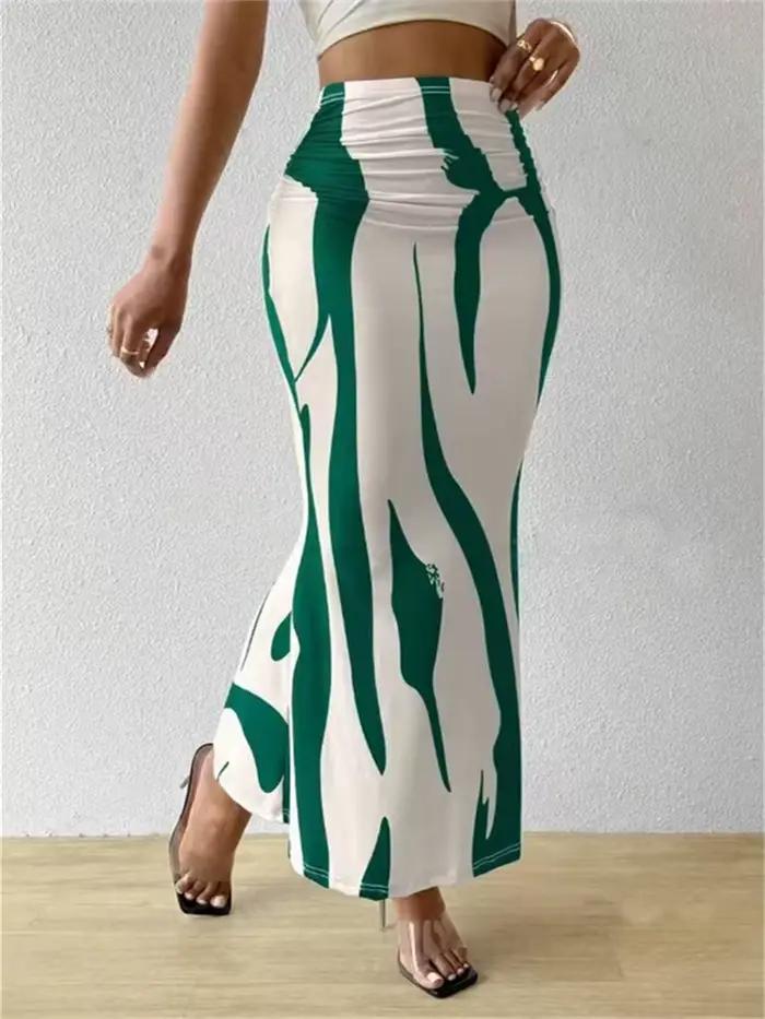 Jupe longue moulante d'été pour femmes, décontractée, taille haute, imprimé zèbre, coupe cintrée, élégante, queue de poisson