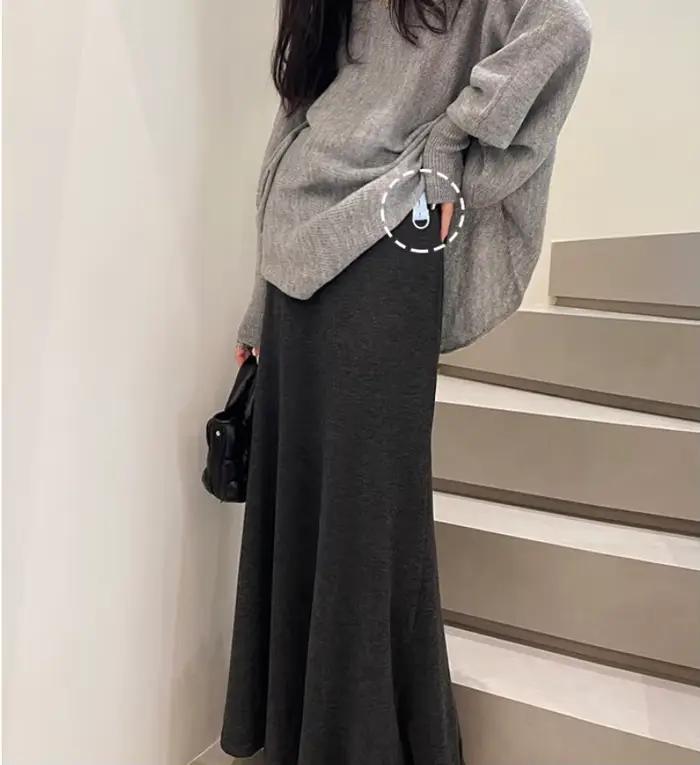 Jupe de maternité Printemps-Automne 2026 Taille haute élégante polyvalente longue