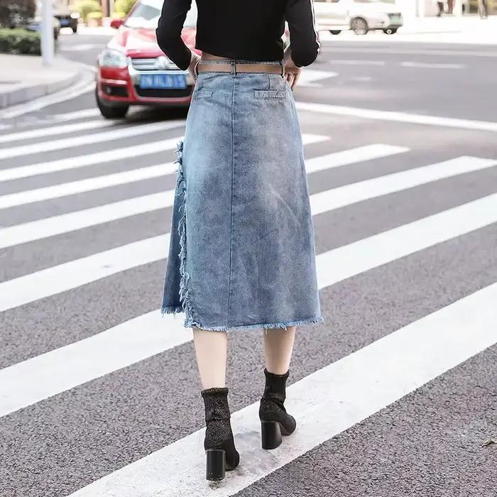 Jupes en jean à fermeture éclair pour femmes