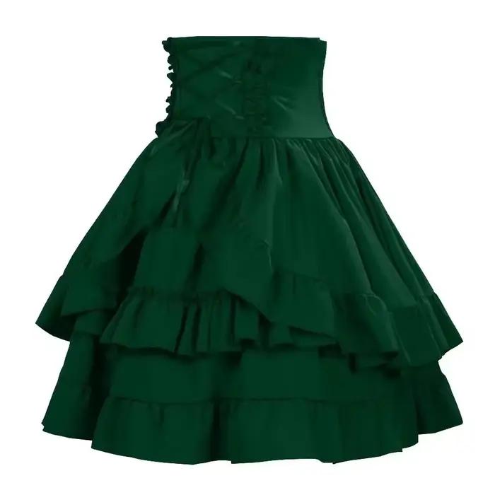 Jupe mi-longue vintage gothique Y2K Lolita pour femme