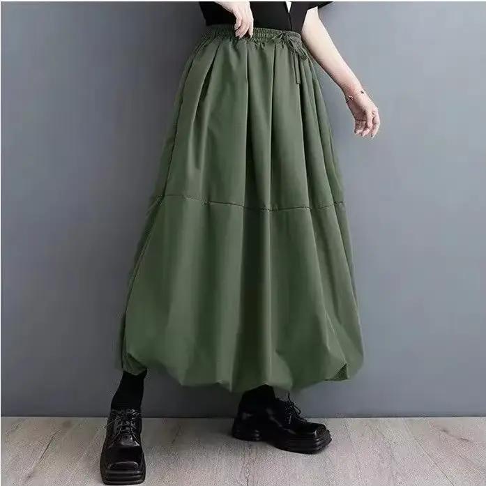 Jupe longue ballon pour femme, taille haute, ceinture élastique, coupe ample
