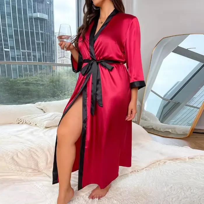 Chemise de nuit en Satin pour femmes, grande taille, longue, Maxi, à la mode, imprimé Floral, coupe ample, pour filles courbées, vêtements de détente, 100kg