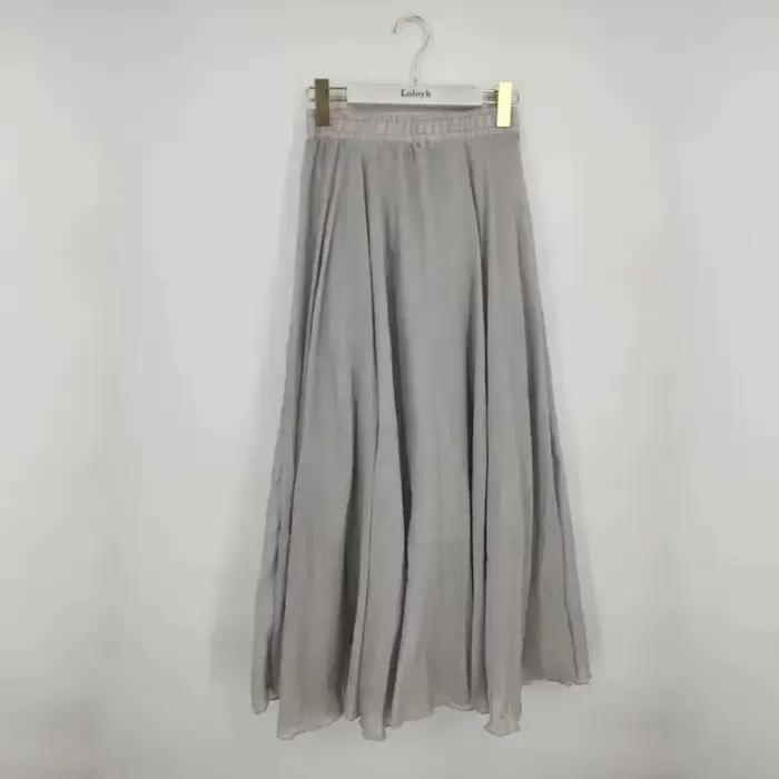Haute qualité coton lin Maxi jupe femmes décontracté élastique taille