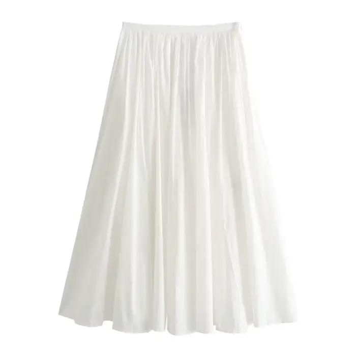 Jupe plissée pour femmes décontracté Chic blanc dames jupes TRAF