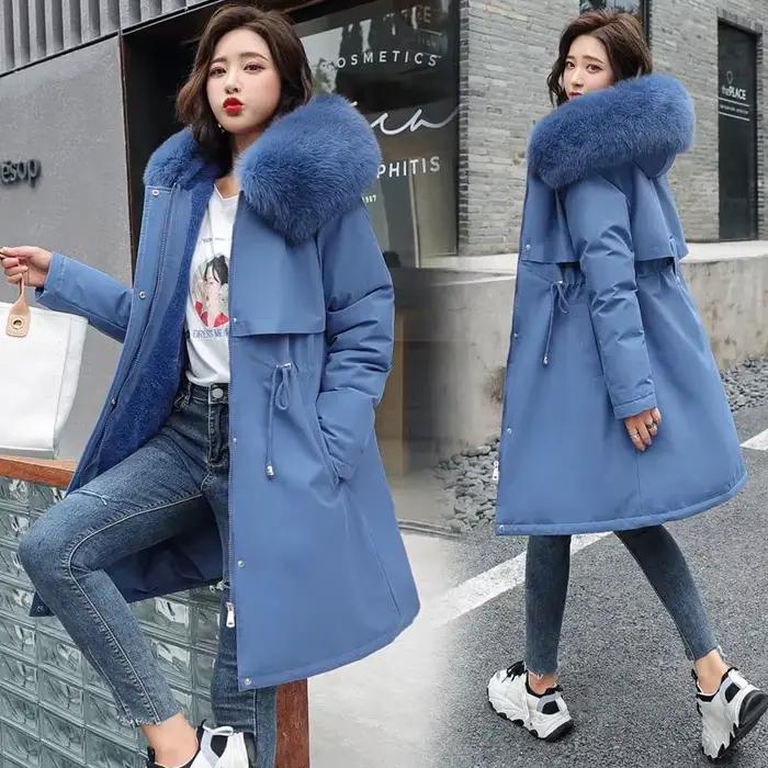 Veste d'hiver 2026 nouvelles femmes Parka vêtements Long manteau doublure en laine à capuche col de fourrure épais chaud