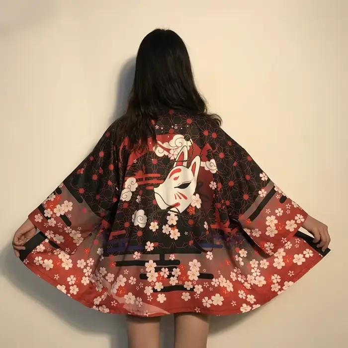 Kimono japonais traditionnel pour femme, Cardigan Long, chemisier Cosplay, chemise Yukata, robe japonaise Haori Geisha KZ001, 2021