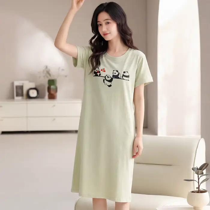 Chemises de nuit d'été en pur coton pour femme, vêtements de détente décontractés pour la maison, longue robe de nuit, tailles M-XXXXL