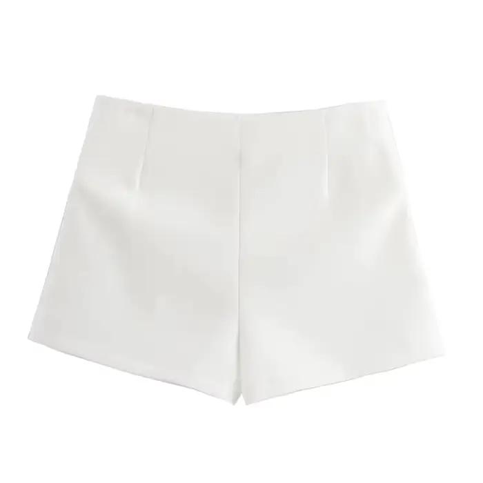Mini Jupe Rose Blanche Avec Nœud Papillon Pour Femme Occasionnels Spéciaux Haute Taille Courte Fendue Polyestère