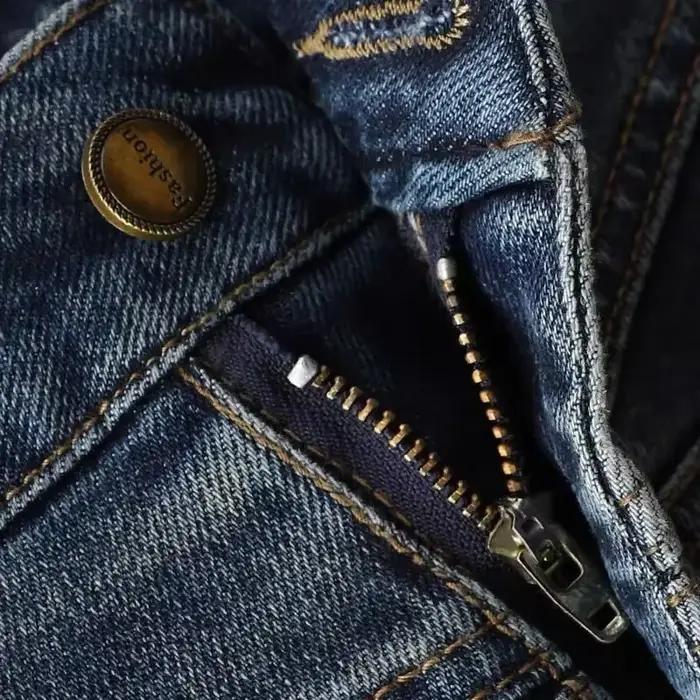 Jupe en jean mi-longue avec poche ronde pour femme