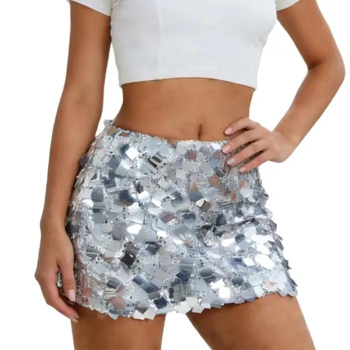 Jupe courte à paillettes pour femmes