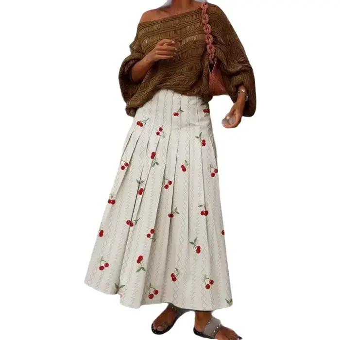 Jupe mi-longue taille haute printemps-été-automne 2026