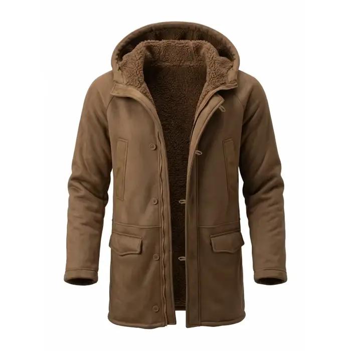 Veste polaire à capuche pour hommes, manteau doublé en fausse fourrure, coupe-vent d'extérieur, veste coupe-vent pour la chasse et la randonnée, nouvelle collection hiver