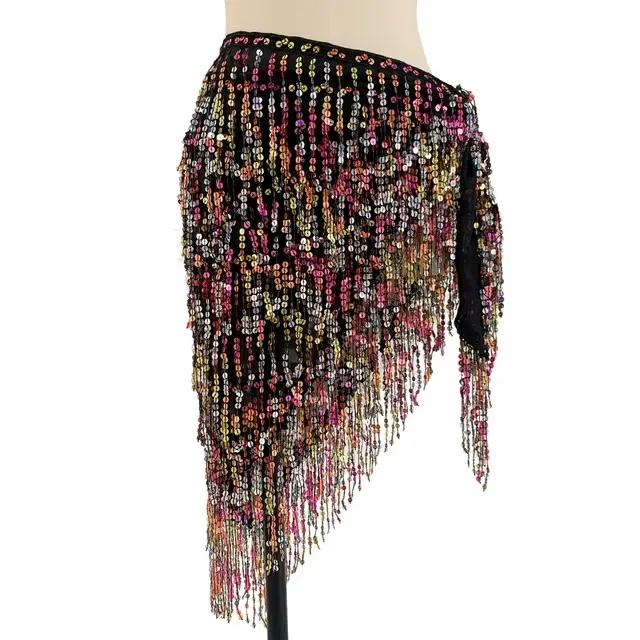 Jupe à Franges à Paillettes pour Femme, Écharpe de Hanche pour Festival, Spectacle sur Scène, Costume à Paillettes, Tenue de Rotterdam Kly Round Belt