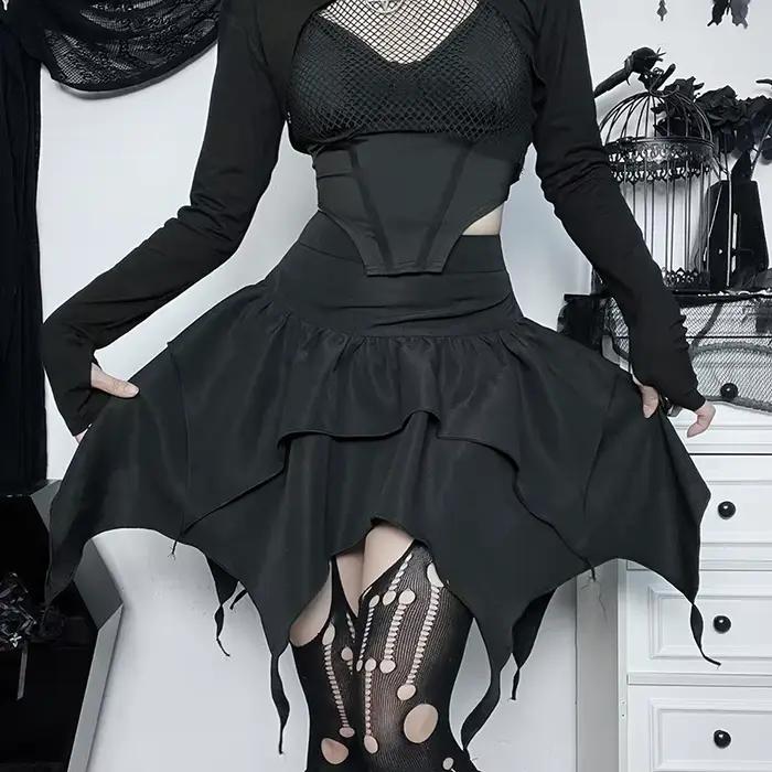 Mode d'été jupes courtes nouvelles femmes Sexy gothique Punk