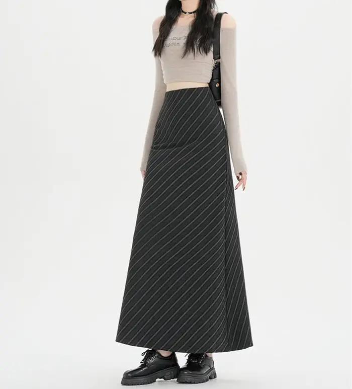 Jupe mi-longue amincissante taille haute pour femmes