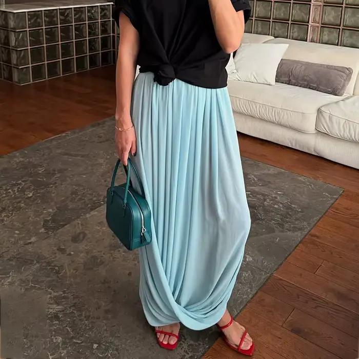 Jupe longue plissée drapée fendue Typhaland pour femme