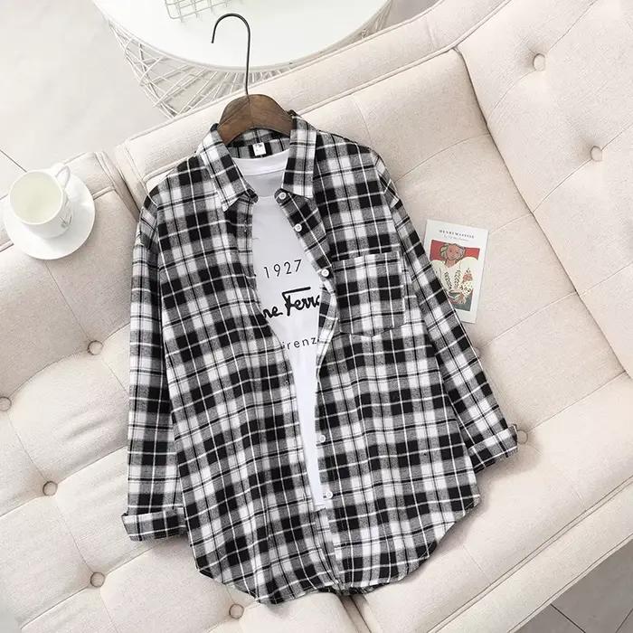 Chemise à carreaux femmes nouveau Style printemps automne femmes chemisiers à manches longues et hauts dame coton ample décontracté chemise à carreaux vêtements