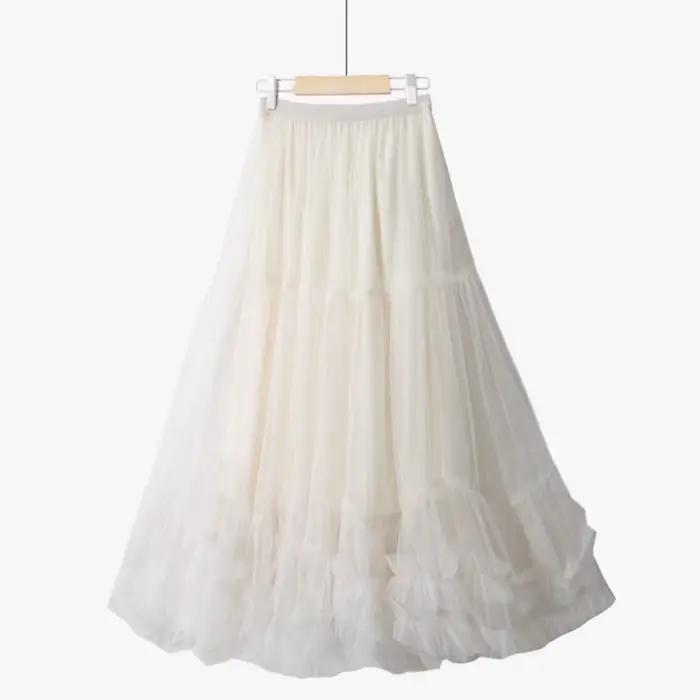 Jupe évasée oversize en maille avec volants style coréen pour mariage et occasions spéciales junior femmes printemps été polyvalente