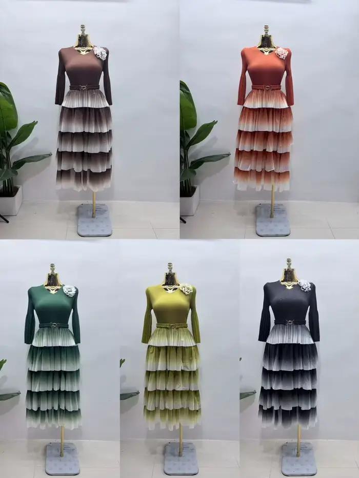 Jupe plissée Miyake effet deux pièces dégradé élégant pour femmes polyvalente printemps automne