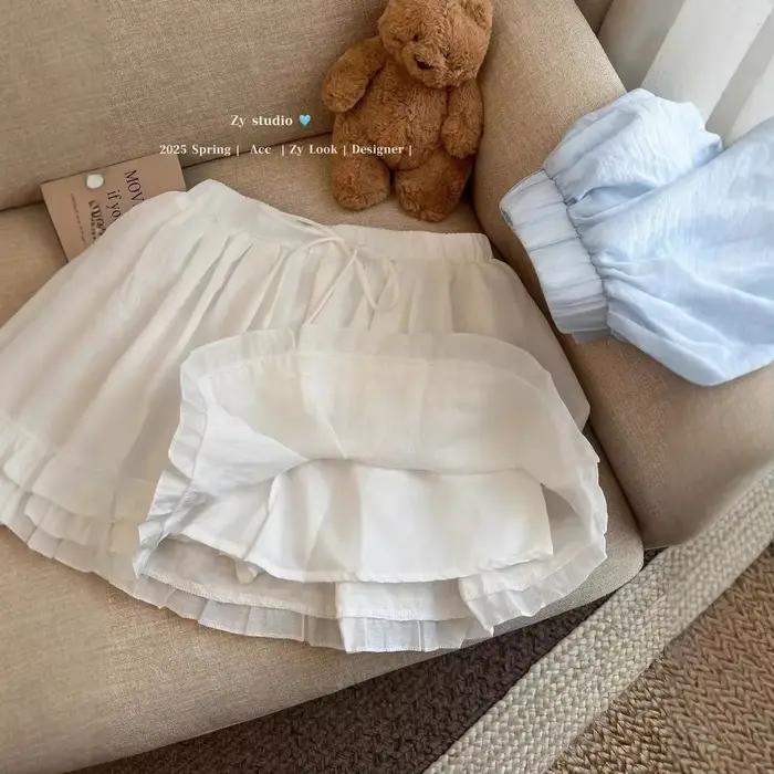 Jupe courte trapèze style doux avec ceinture et dentelle pour femme