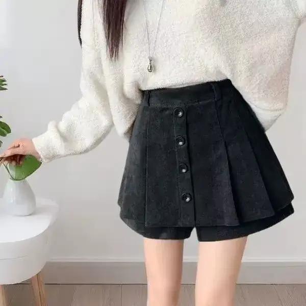 Jupe pantalon en velours côtelé pour femmes