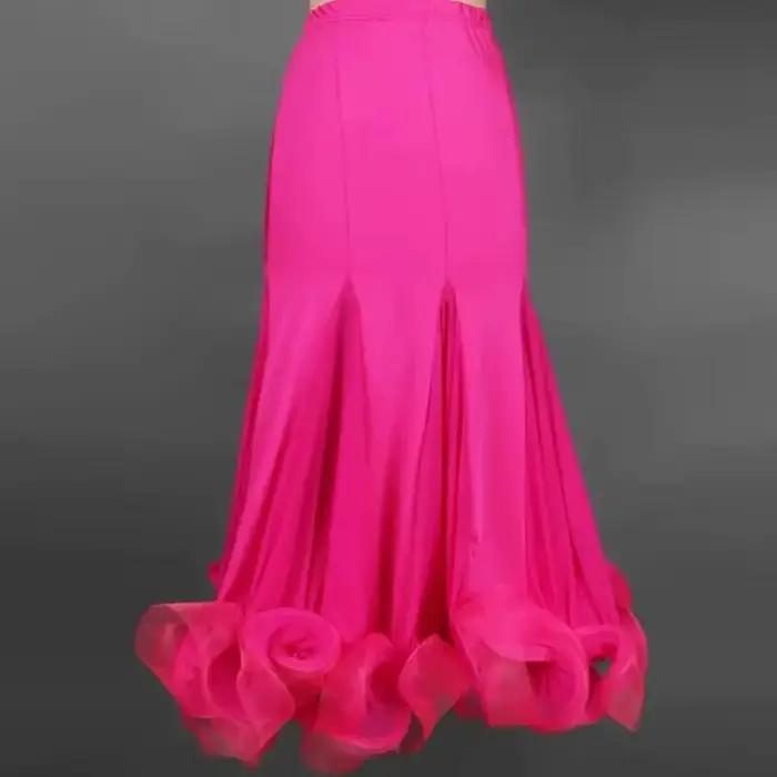 Jupes flamenco pour danse latine femmes jupe longue adulte salle de bal pratique femme moderne standard robe compétition enfants
