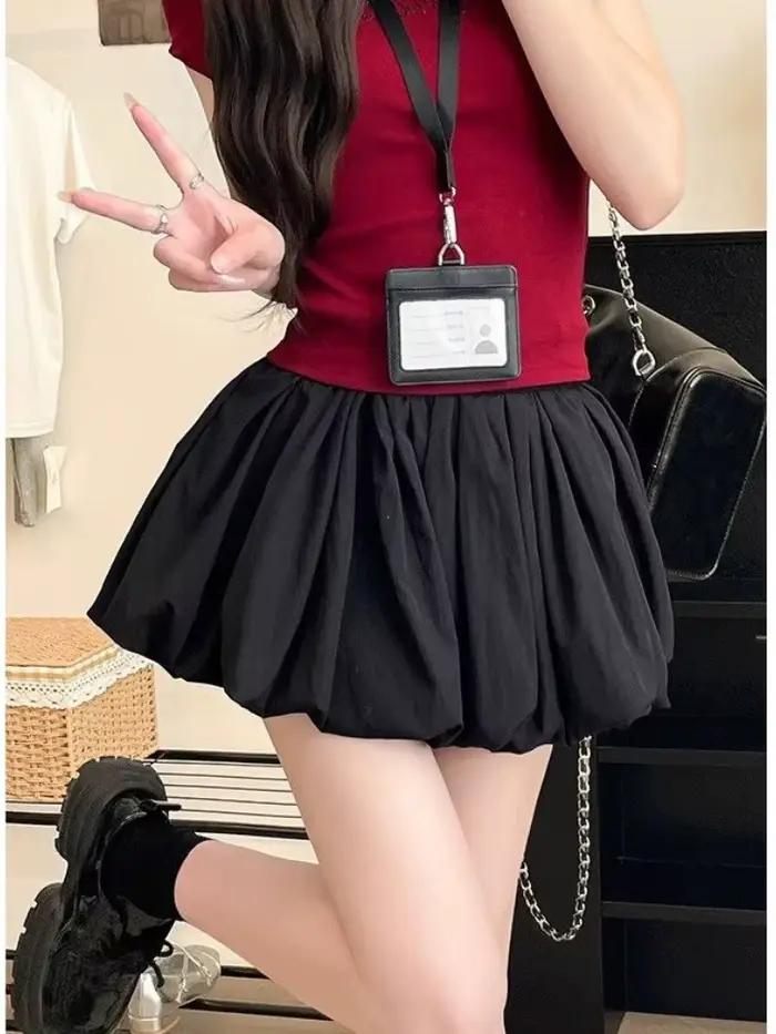 Jupe rouge à volants pour femme, légère, taille haute, coupe flatteuse, avec doublure antidérapante, mini-jupe évasée coupe trapèze pour l'été
