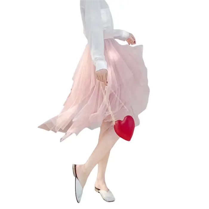 Fairycore-Jupe à bulles en tulle élastique irrégulier pour femme