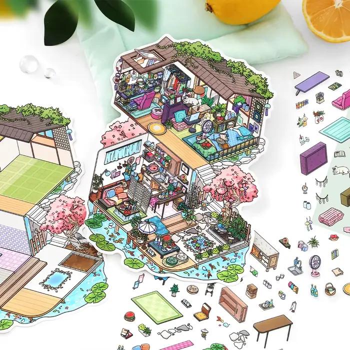 Kawaii Sunshine Coast 3D ma petite maison paysage autocollant bricolage poche cabine scène Halloween jouets pour enfants cadeaux