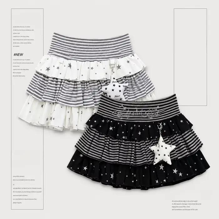 Jupe imprimée Kawaii de style japonais, jupe courte décontractée Lolita Y2k pour filles, jupe à volants vintage punk chic pour femmes, design subculture